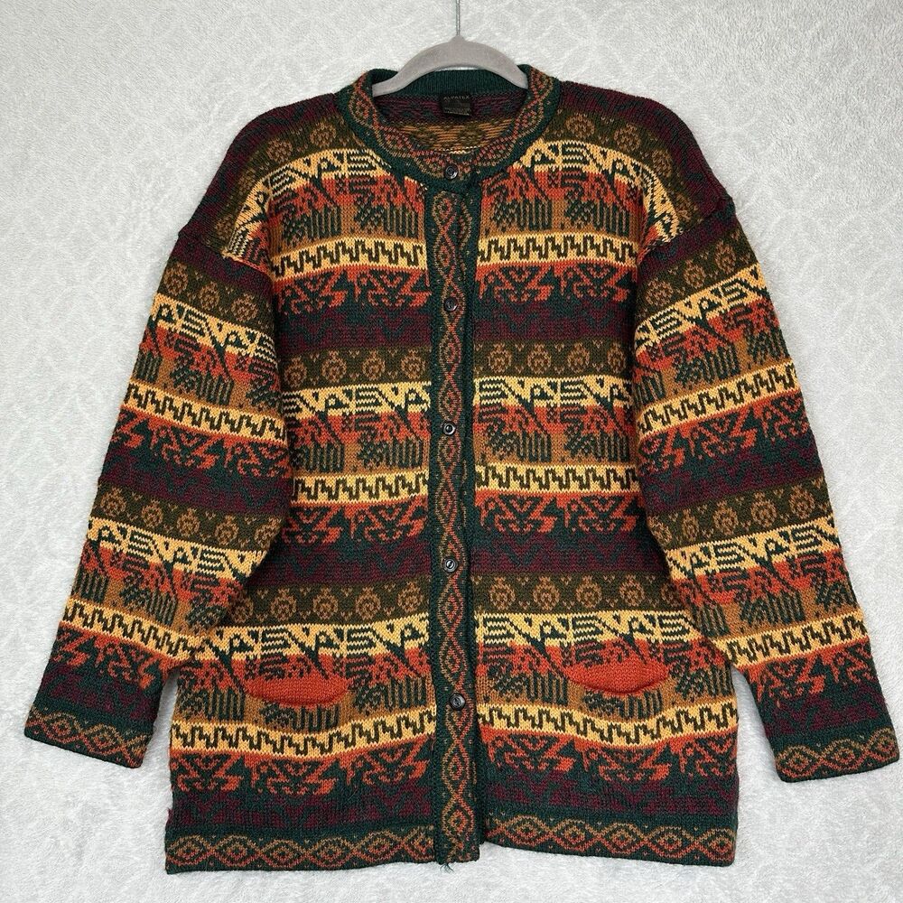 Alpatex Peruvian 100% Baby Alpaca Cardigan Sweater Womens M/L? Multicolor Tribal